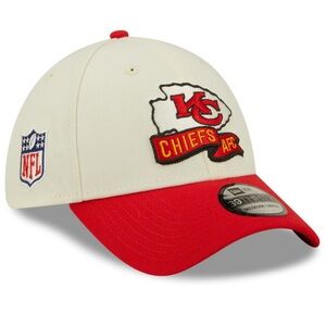 New Era Cream Red Kansas City Chiefs Sideline 39THIRTY 2 Tone Flex Hat M/L